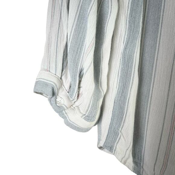 Market & Spruce Stitch Fix Lightweight Striped Button Down Shirt Blouse Blue,‎ S - Picture 9 of 11